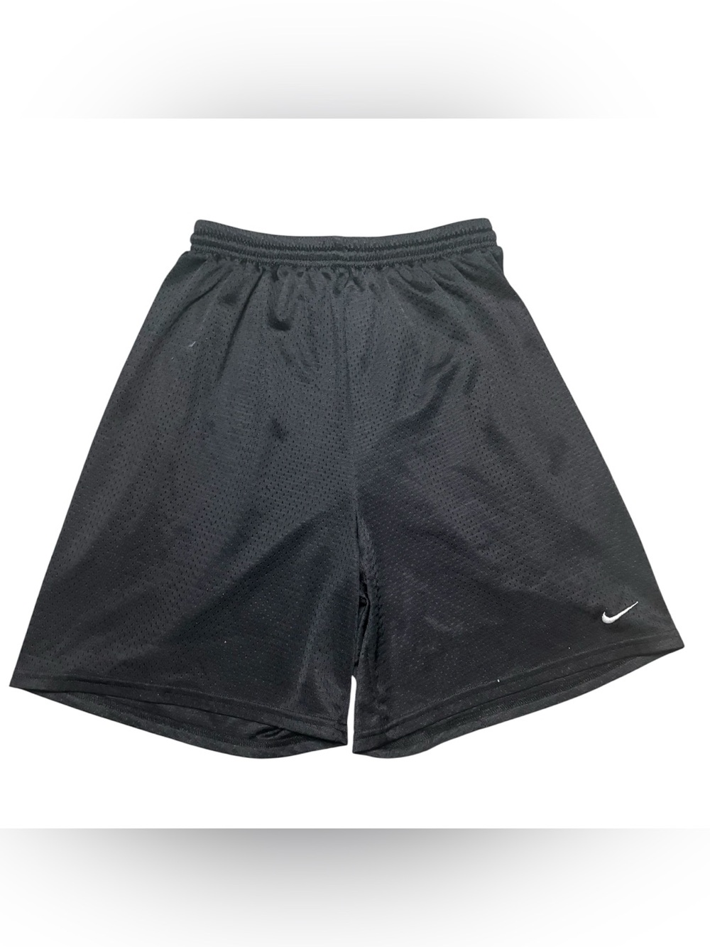 Nike Black Shorts Mens Small Elastic Waist with Drawstring White Swoosh